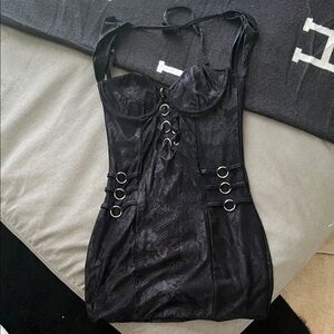 Fashion Nova Black Mini Dress with Ring Details